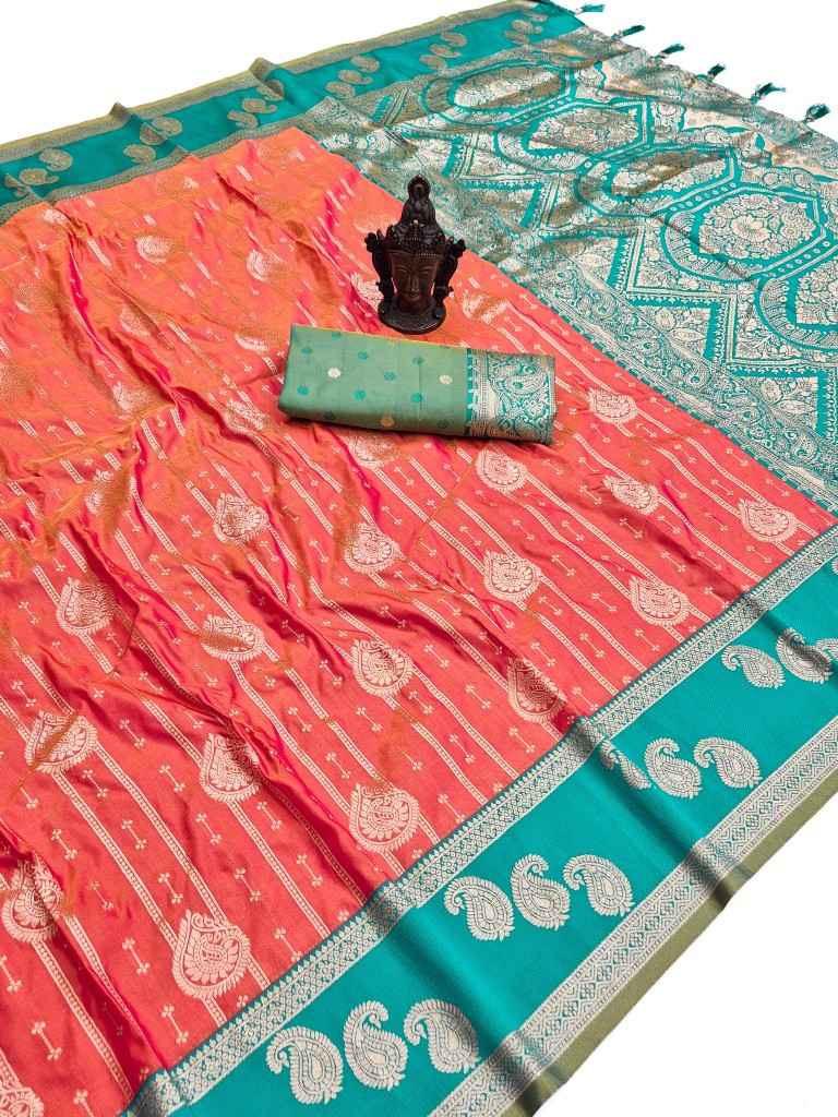 SOFT PURE BANARASI SILK SELF ZARI WEAVING SAREE 2