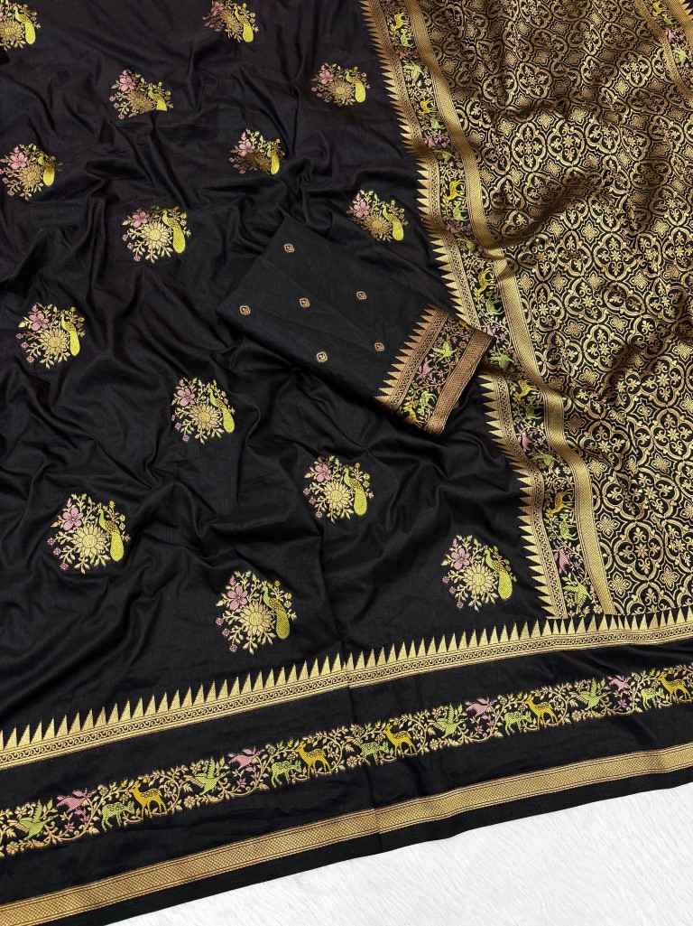 SOFT PURE KHADI DOLLA SILK JARI WEAVING SAREE 