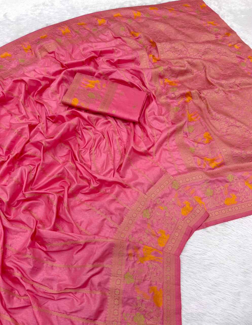 SOFT PURE KHADI DOLLA SILK JARI WEAVING SAREE 1