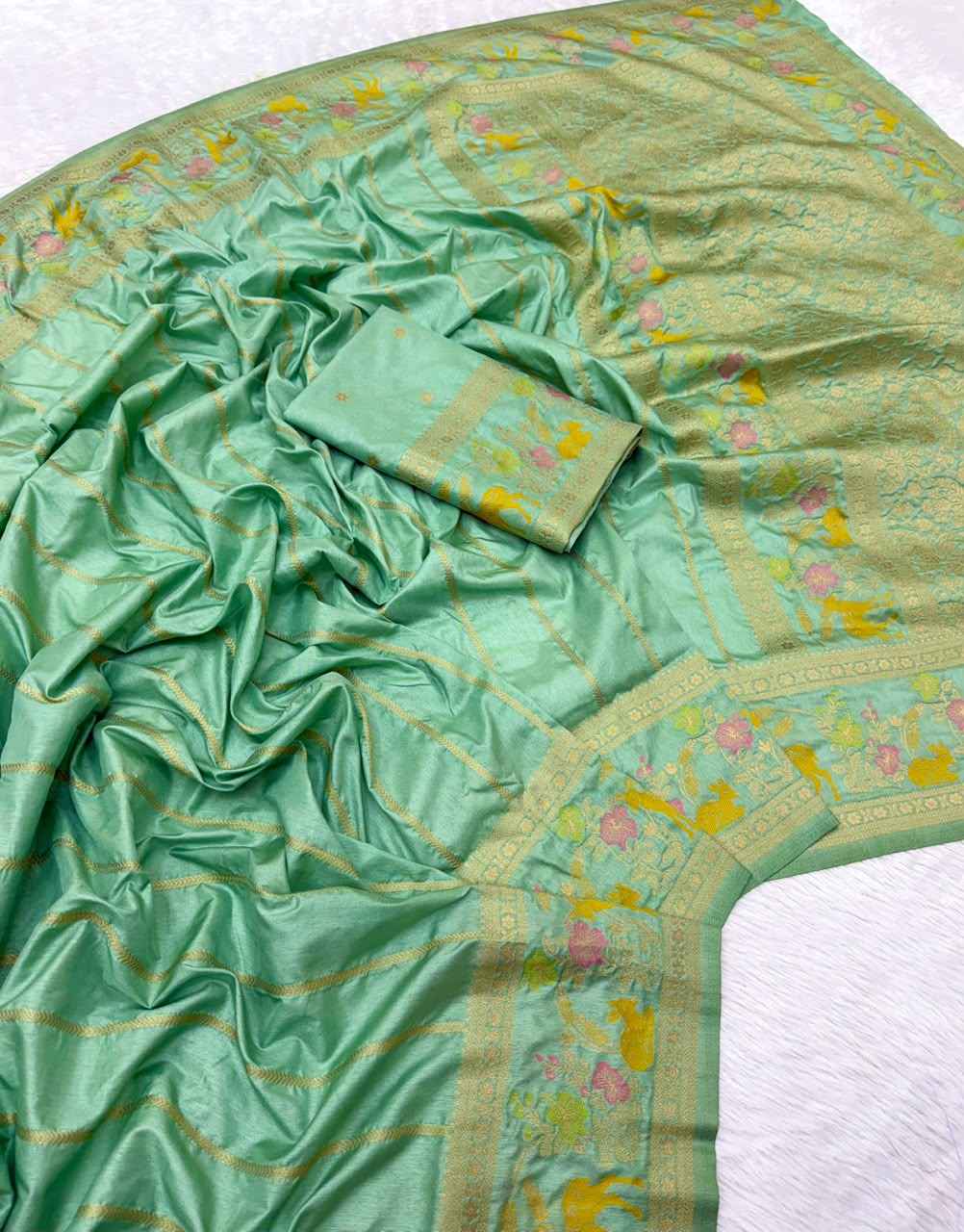 SOFT PURE KHADI DOLLA SILK JARI WEAVING SAREE 1