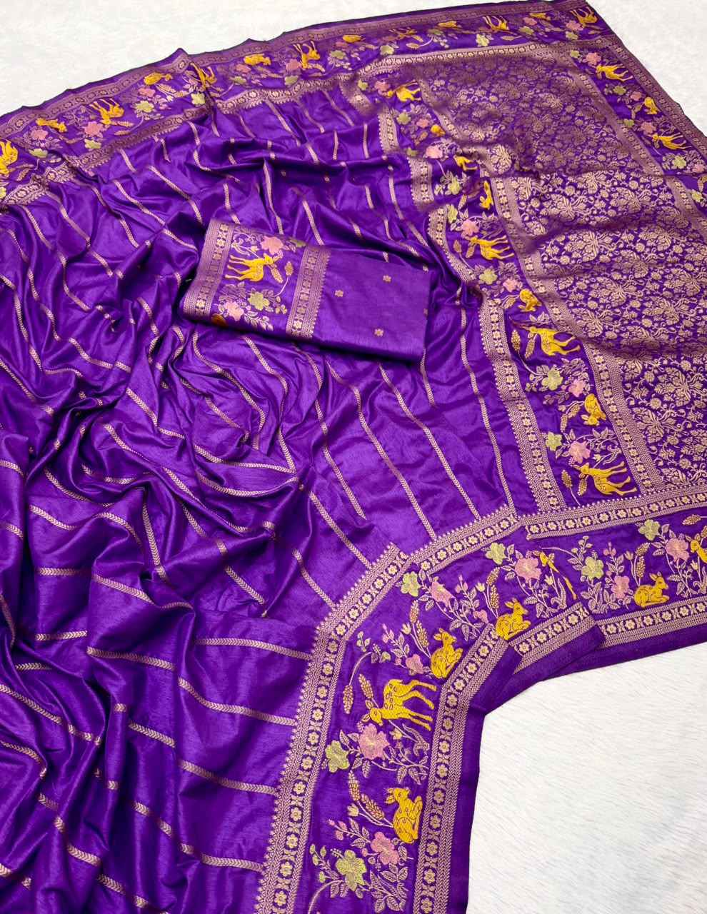 SOFT PURE KHADI DOLLA SILK JARI WEAVING SAREE 1