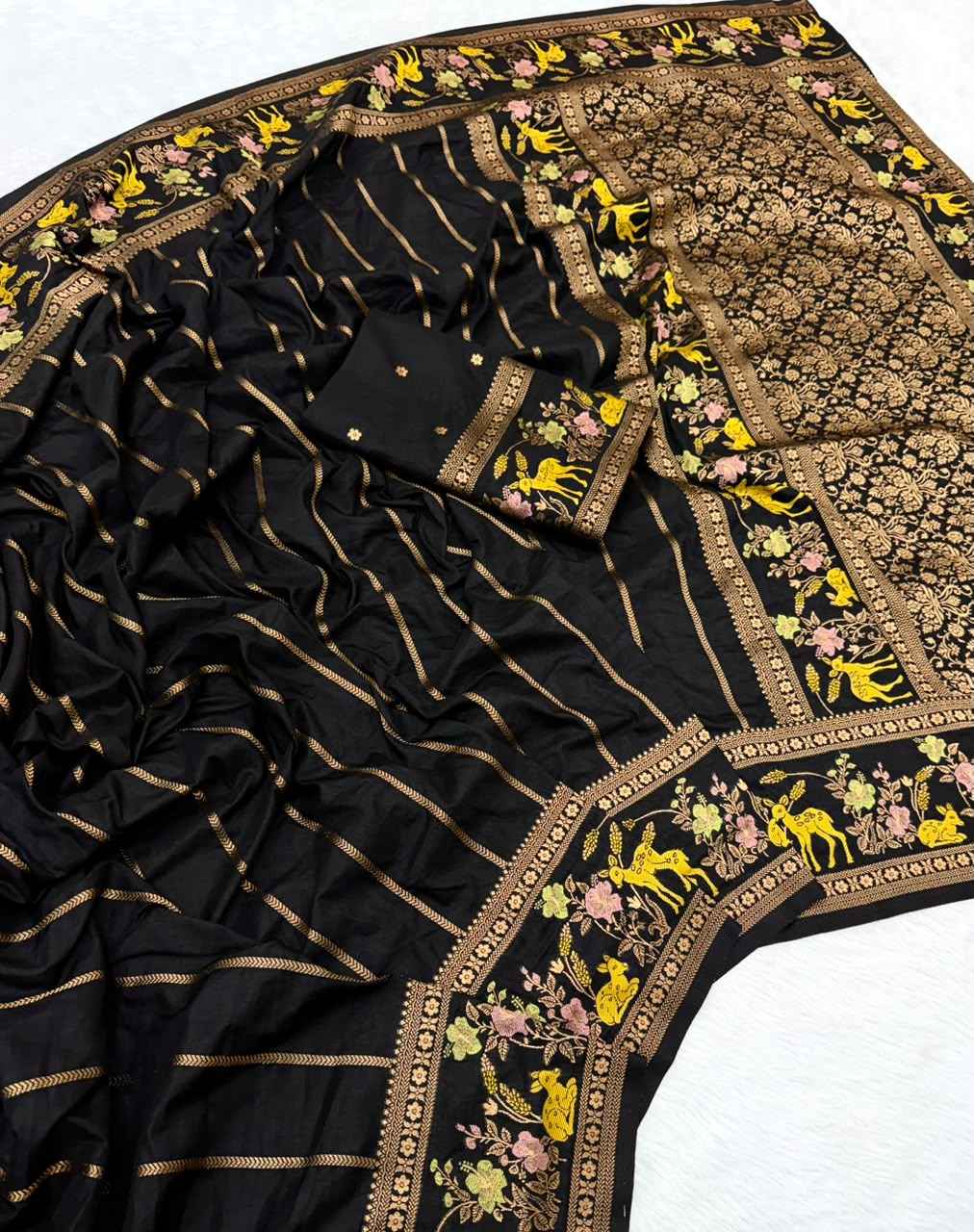 SOFT PURE KHADI DOLLA SILK JARI WEAVING SAREE 1