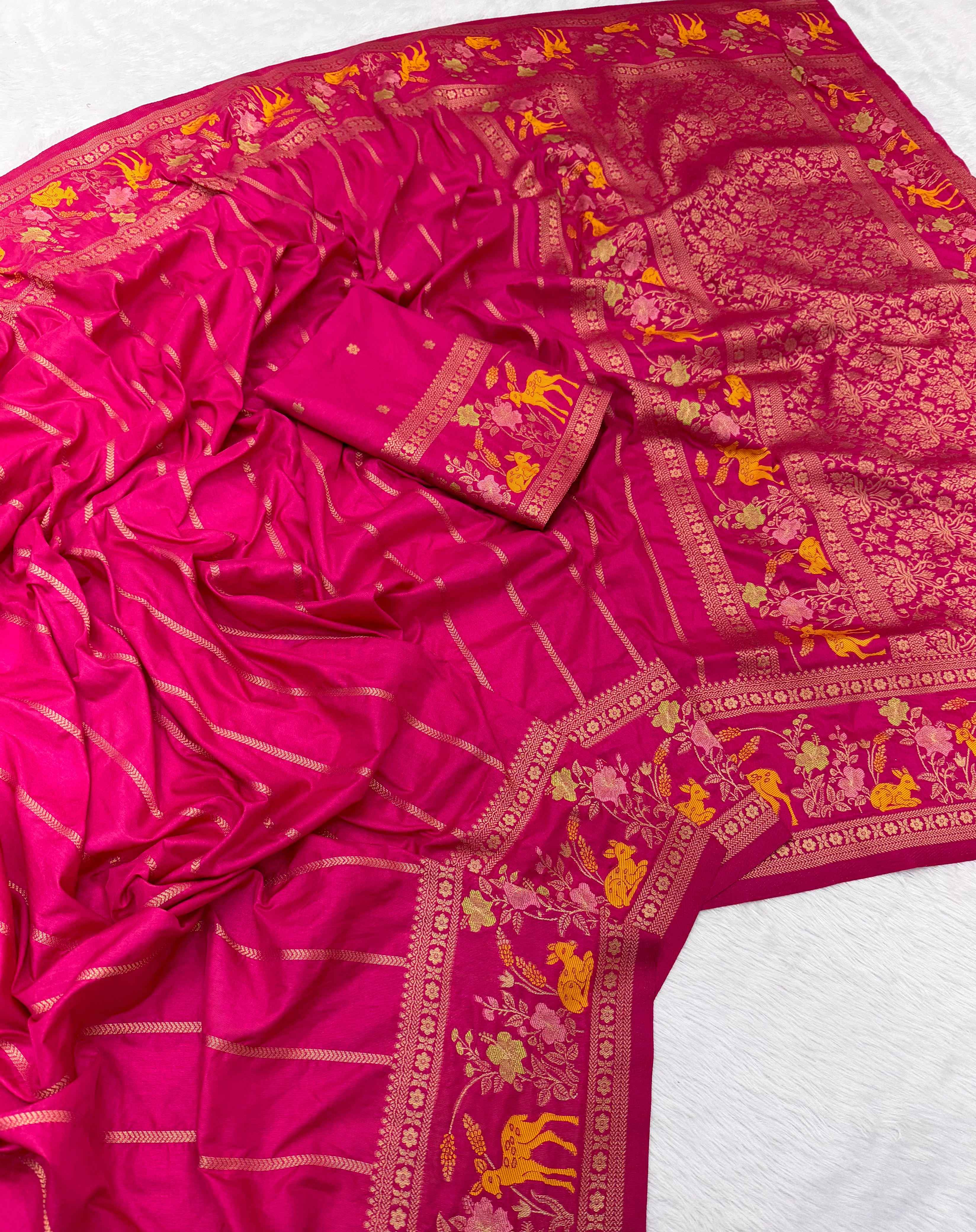 SOFT PURE KHADI DOLLA SILK JARI WEAVING SAREE 1