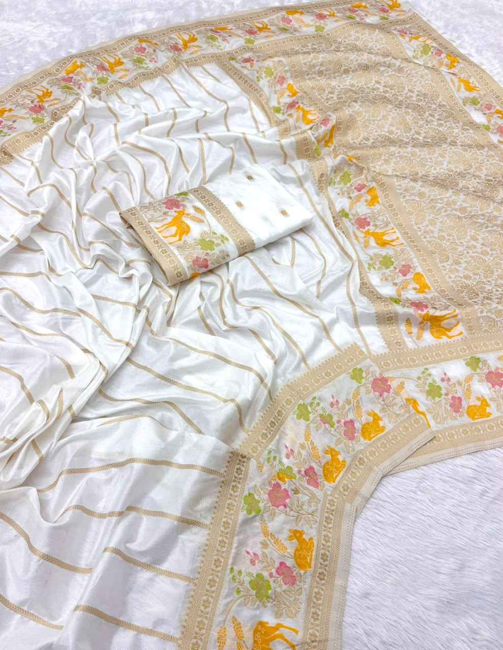 SOFT PURE KHADI DOLLA SILK JARI WEAVING SAREE 1