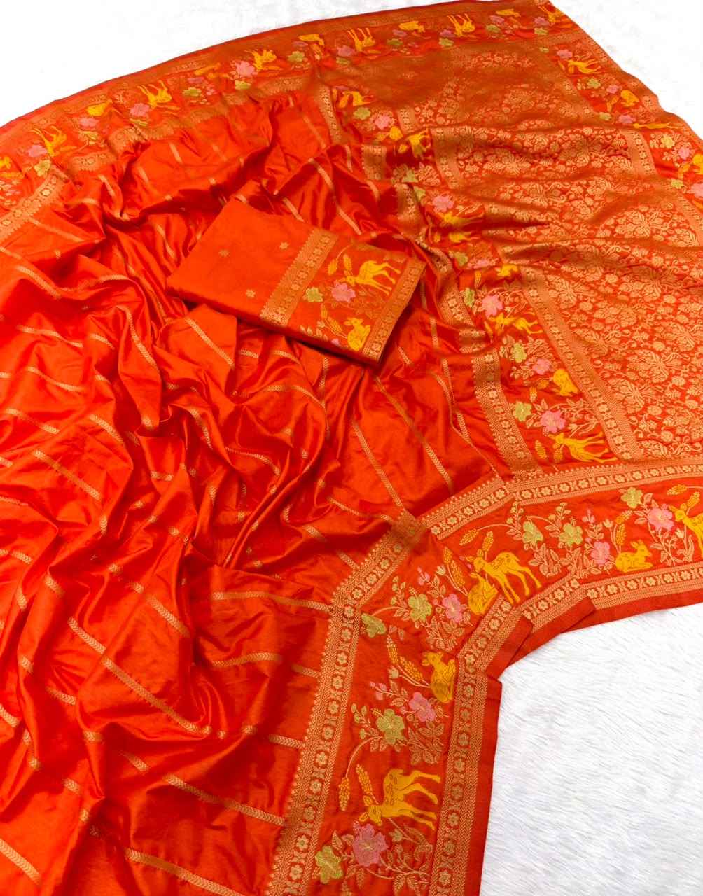 SOFT PURE KHADI DOLLA SILK JARI WEAVING SAREE 1
