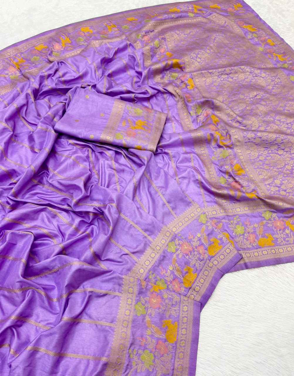 SOFT PURE KHADI DOLLA SILK JARI WEAVING SAREE 1