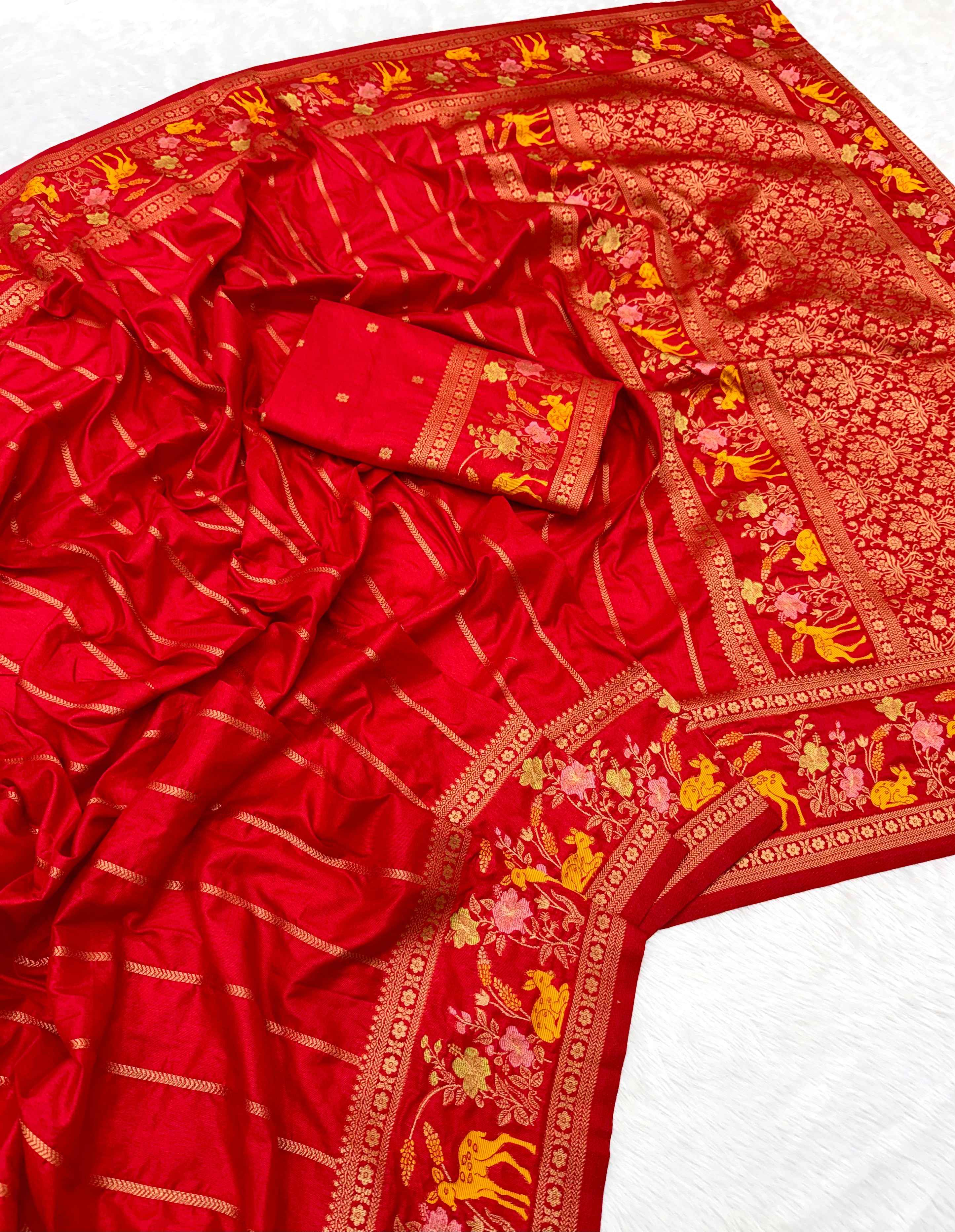 SOFT PURE KHADI DOLLA SILK JARI WEAVING SAREE 1