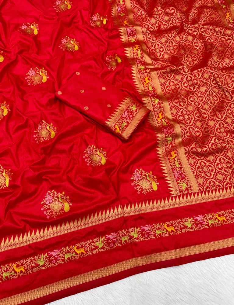 SOFT PURE KHADI DOLLA SILK JARI WEAVING SAREE 
