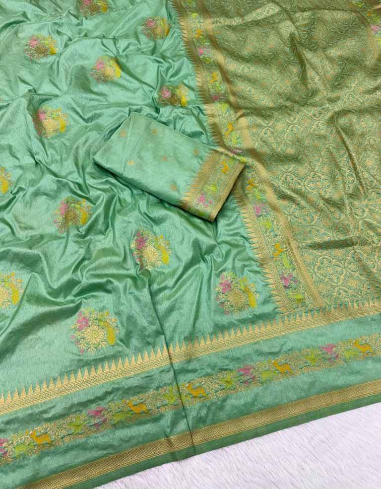 SOFT PURE KHADI DOLLA SILK JARI WEAVING SAREE 