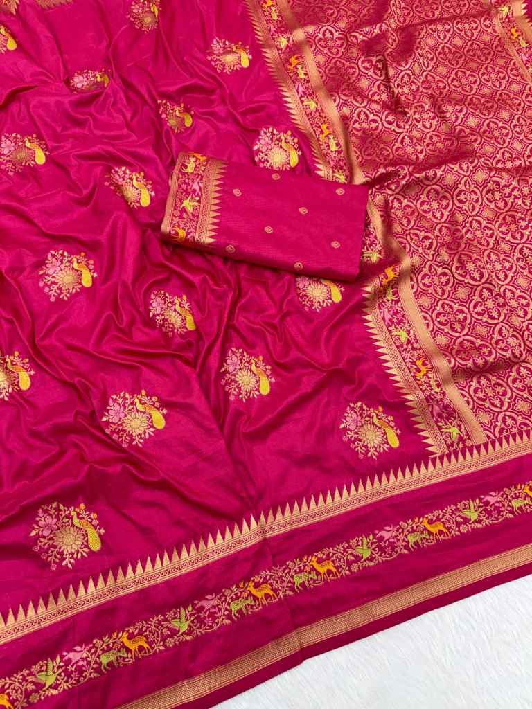 SOFT PURE KHADI DOLLA SILK JARI WEAVING SAREE 