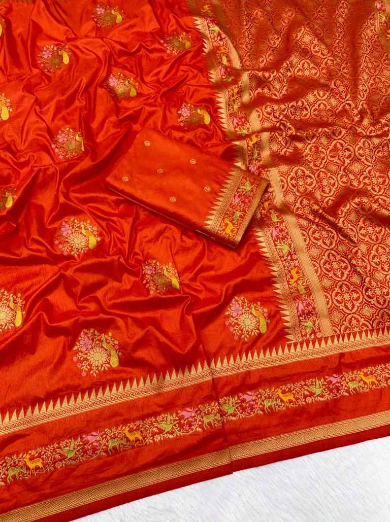 SOFT PURE KHADI DOLLA SILK JARI WEAVING SAREE 