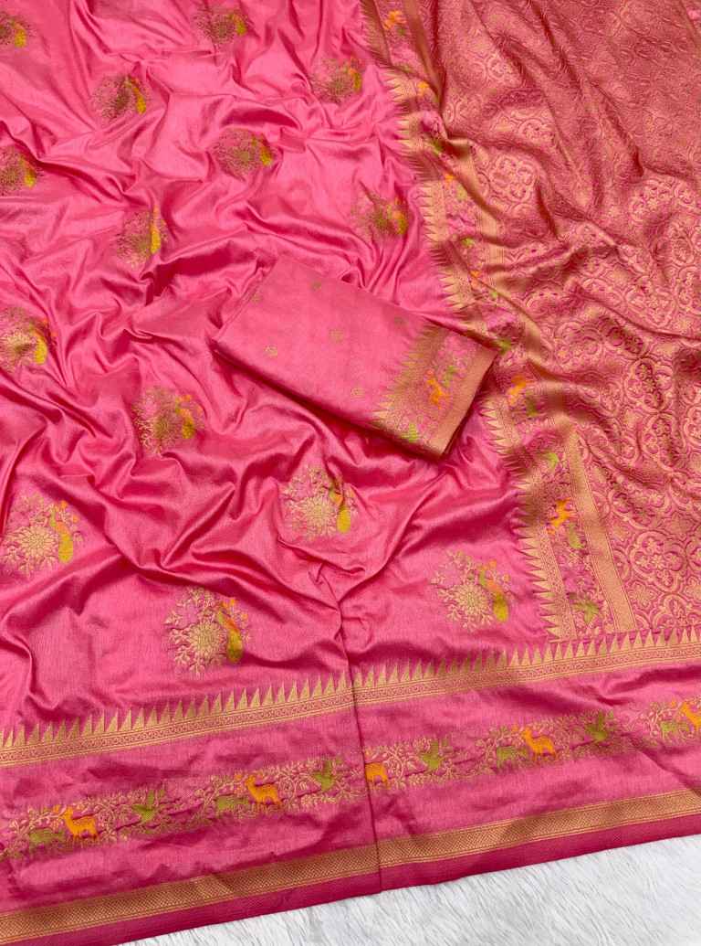 SOFT PURE KHADI DOLLA SILK JARI WEAVING SAREE 