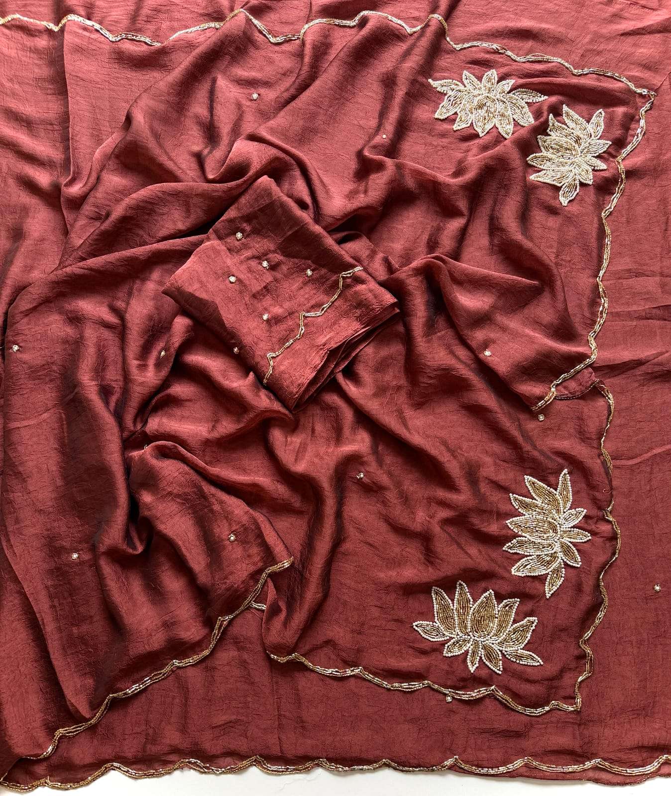 SOFT RANGOLI CRUSH CUTDANA KHATLI HANDWORK SAREE 1