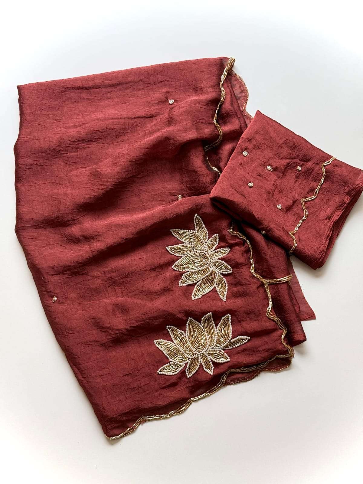 SOFT RANGOLI CRUSH CUTDANA KHATLI HANDWORK SAREE 1