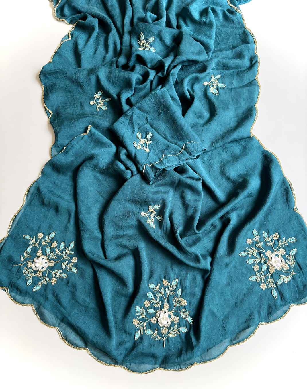 SOFT RANGOLI CRUSH CUTDANA KHATLI HANDWORK SAREE