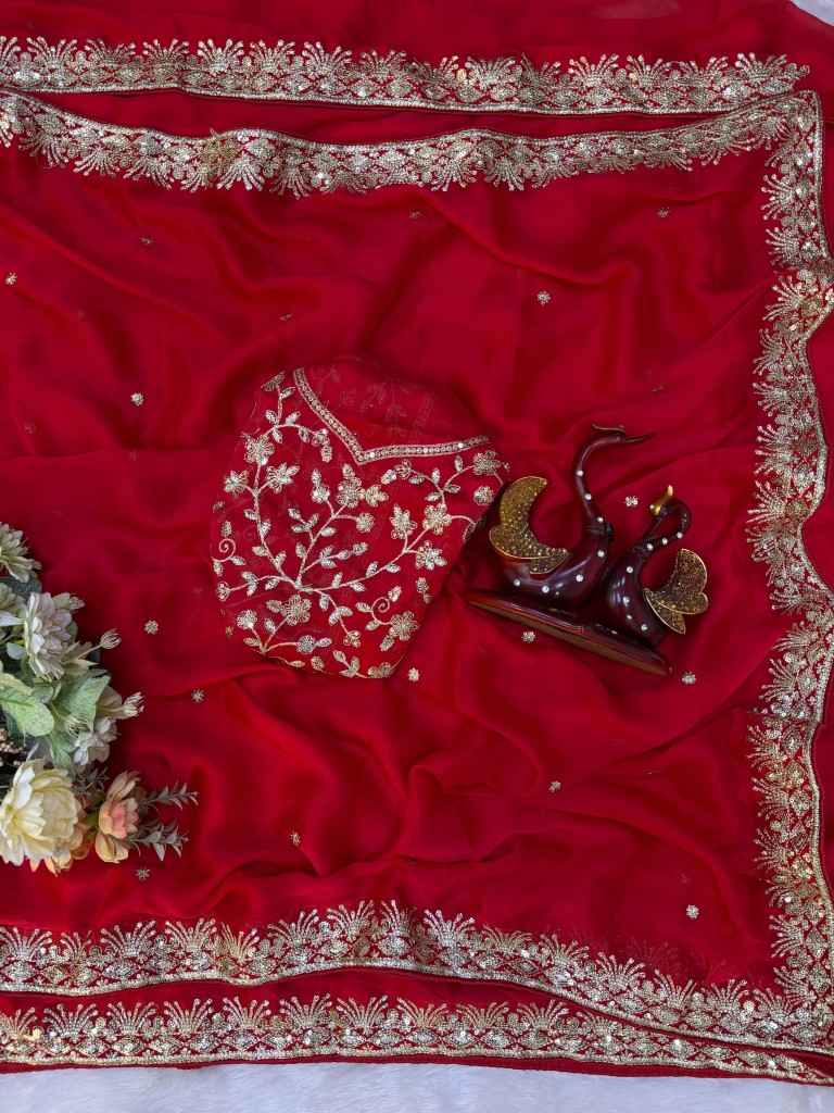 SOFT RANGOLI SILK SEQUENCE EMBROIDERY WORK SAREE 