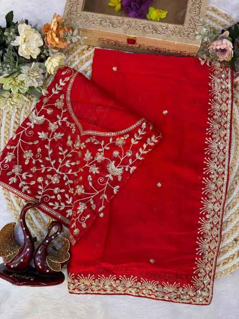 SOFT RANGOLI SILK SEQUENCE EMBROIDERY WORK SAREE 