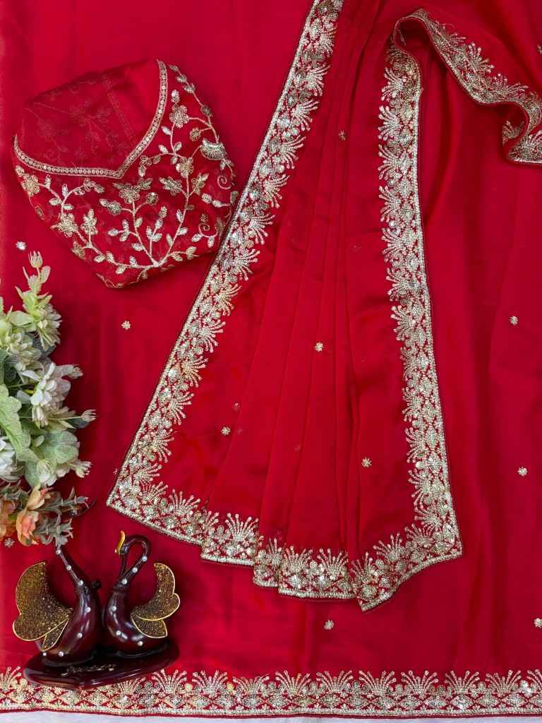 SOFT RANGOLI SILK SEQUENCE EMBROIDERY WORK SAREE 