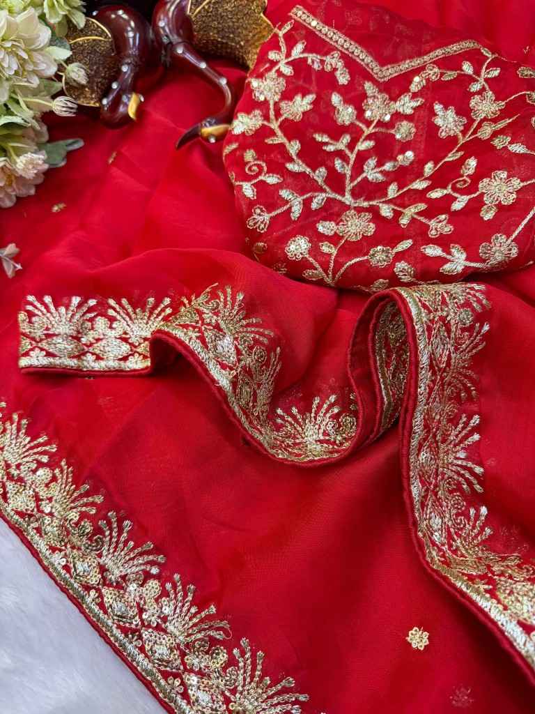 SOFT RANGOLI SILK SEQUENCE EMBROIDERY WORK SAREE 