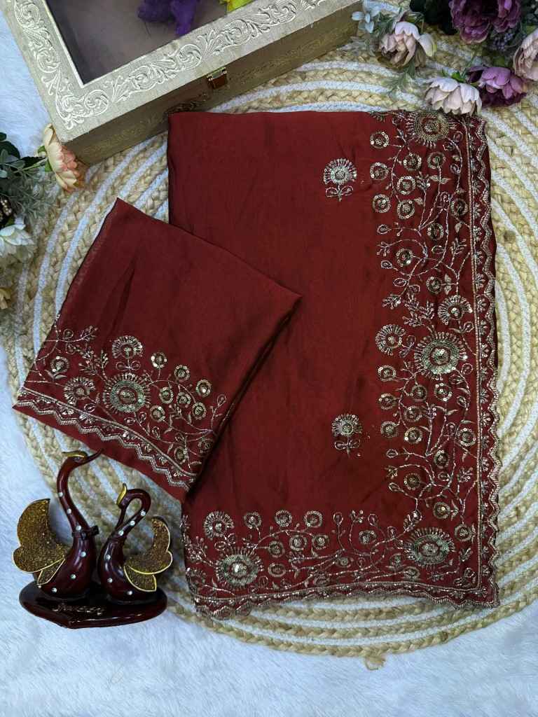 SOFT RANGOLI SILK SEQUENCE  & ZARI EMBROIDERY WORK SAREE 