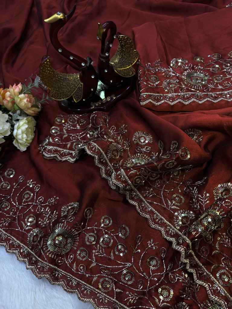SOFT RANGOLI SILK SEQUENCE  & ZARI EMBROIDERY WORK SAREE 