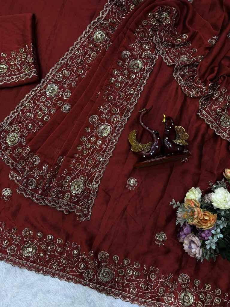 SOFT RANGOLI SILK SEQUENCE  & ZARI EMBROIDERY WORK SAREE 