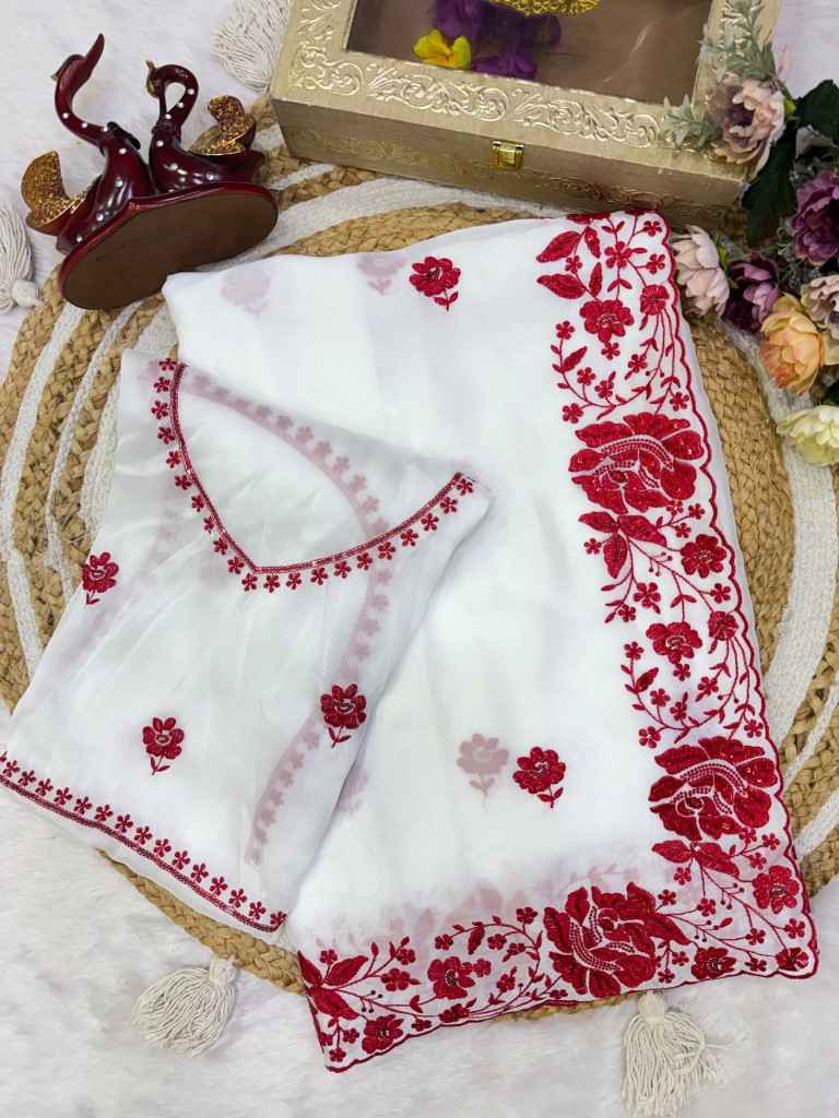 SOFT RANGOLI SILK SEQUENCE EMBROIDERY WORK SAREE 2