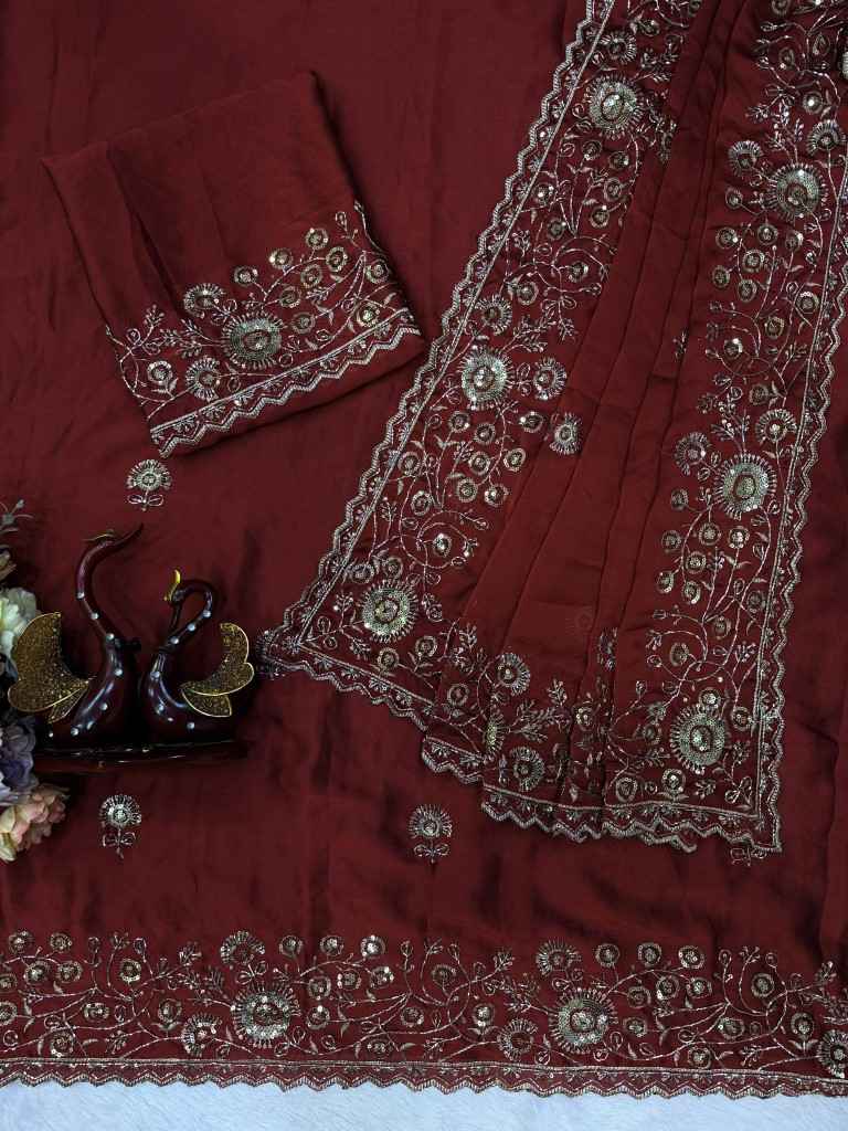 SOFT RANGOLI SILK SEQUENCE  & ZARI EMBROIDERY WORK SAREE 