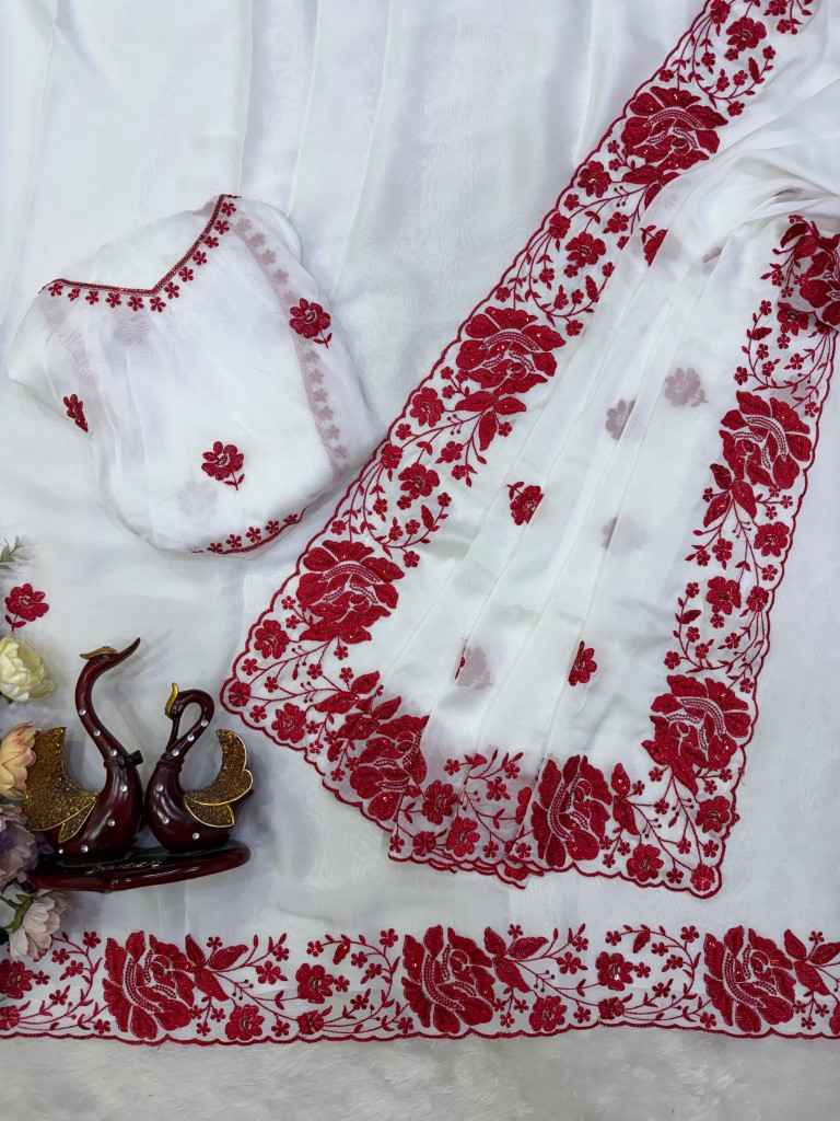 SOFT RANGOLI SILK SEQUENCE EMBROIDERY WORK SAREE 2