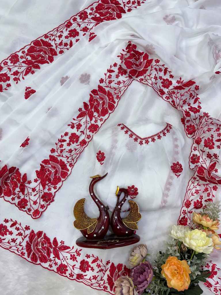 SOFT RANGOLI SILK SEQUENCE EMBROIDERY WORK SAREE 2