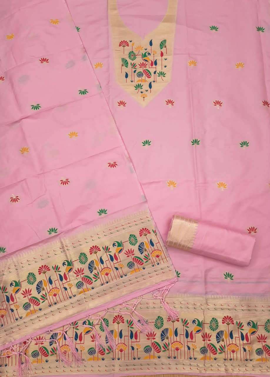 SOFT SILK BLEND WITH RICH PAITHANI ZARI WEAVING DRESS MATERIAL 024