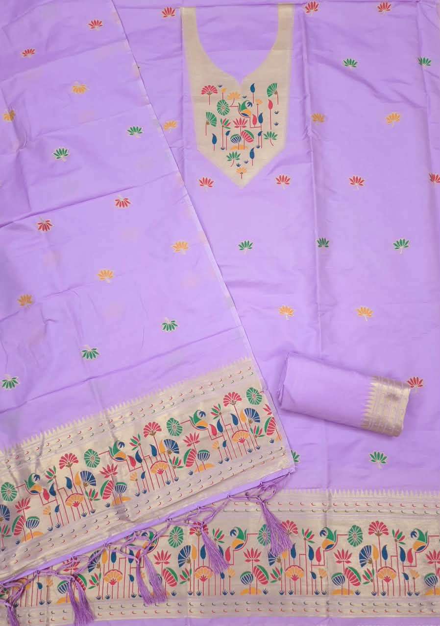SOFT SILK BLEND WITH RICH PAITHANI ZARI WEAVING DRESS MATERIAL 024