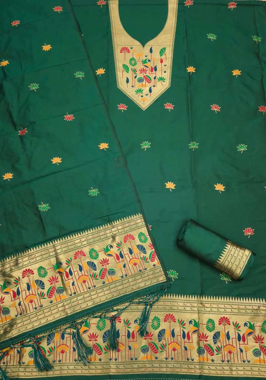 SOFT SILK BLEND WITH RICH PAITHANI ZARI WEAVING DRESS MATERIAL 024