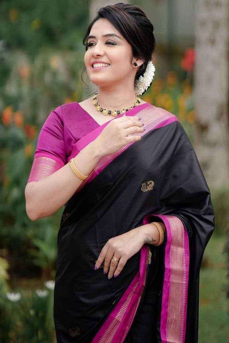 SOFT SILK RICH PALLU AND JACQUARD WORK SAREE CODE 7009