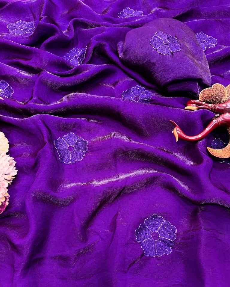 SOFT SPACE SILK EMBROIDERY WORK SAREE