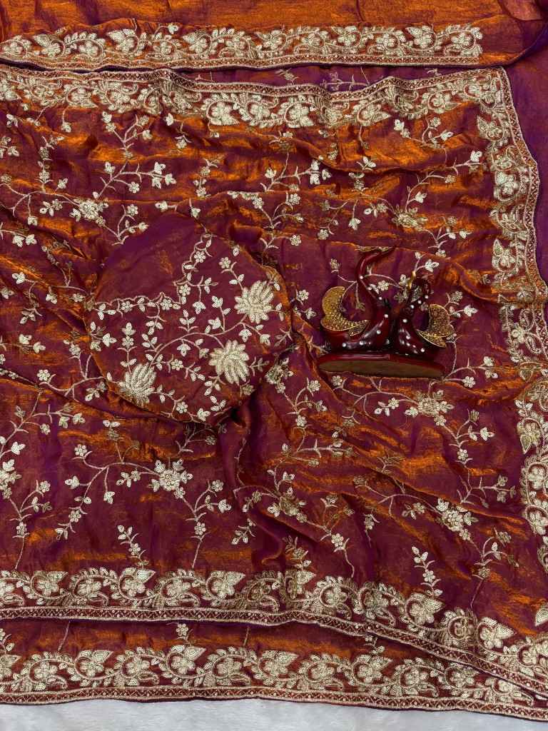 SOFT SPACE SILK SEQUANCE AND ZARI EMBROIDERY WORK SAREE