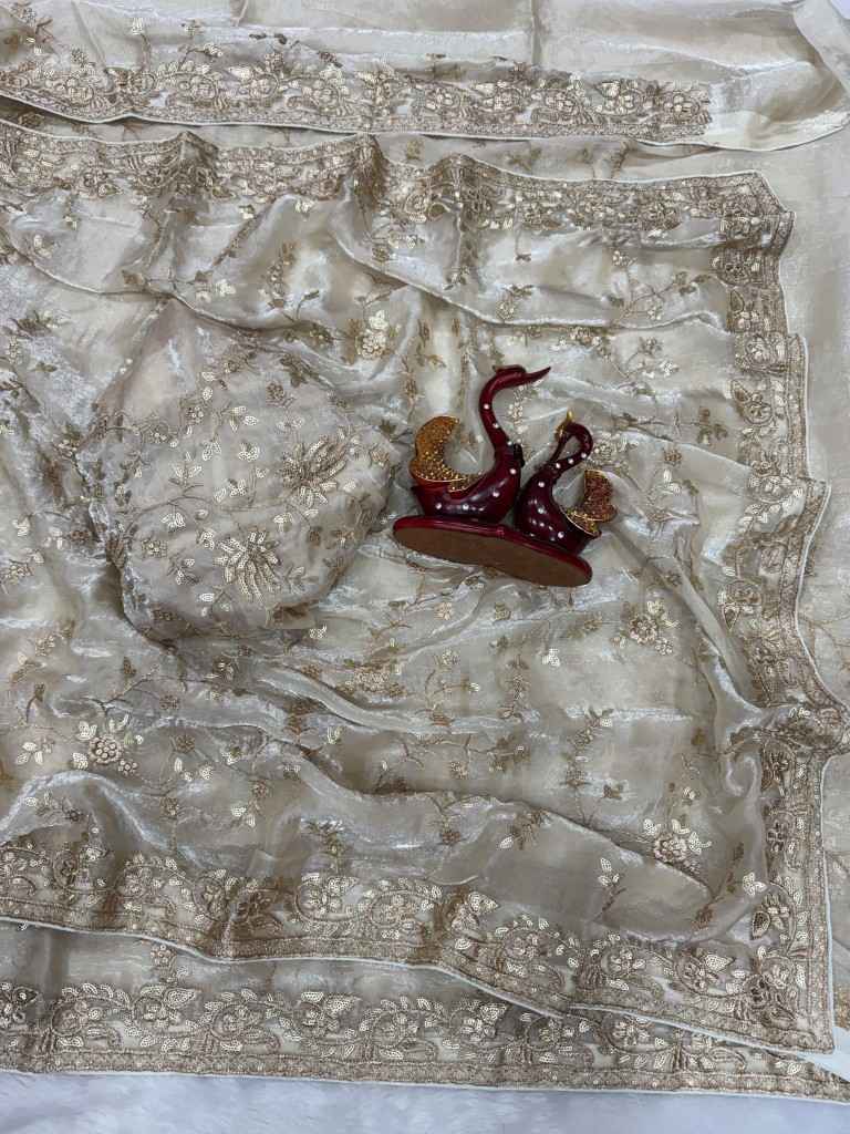 SOFT SPACE SILK SEQUANCE AND ZARI EMBROIDERY WORK SAREE