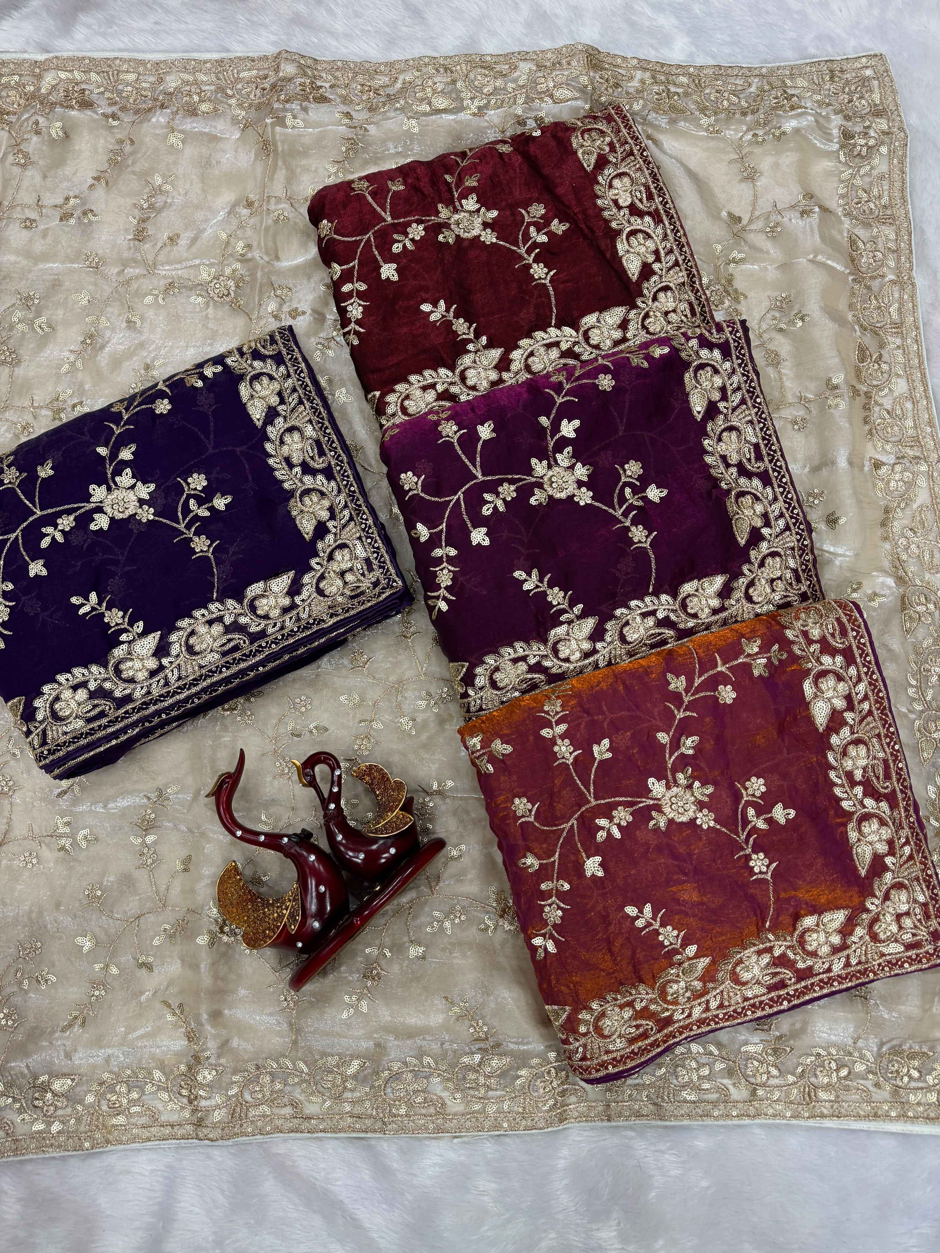 SOFT SPACE SILK SEQUANCE AND ZARI EMBROIDERY WORK SAREE