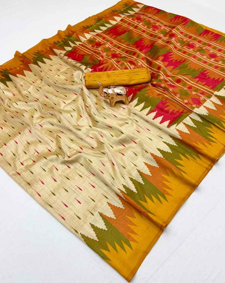 SOFT TASSAR SILK PRINTED SAREE
