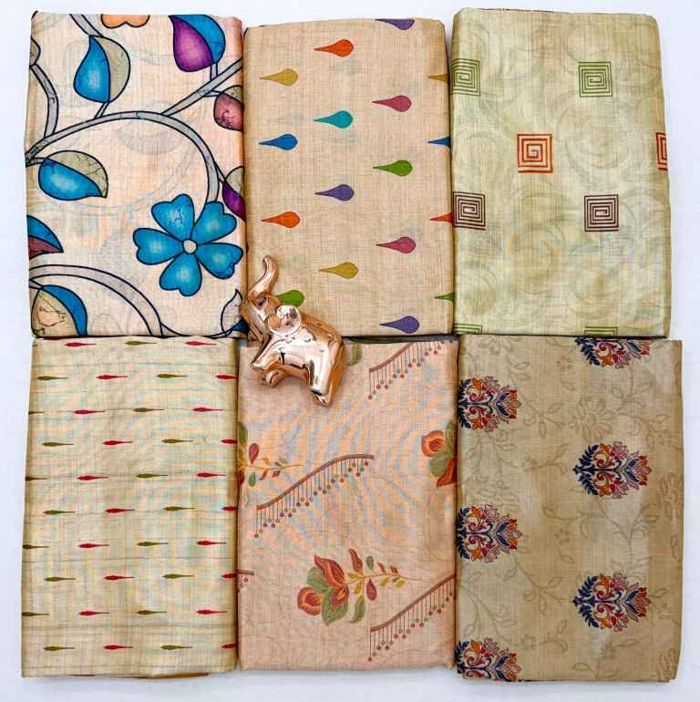 SOFT TASSAR SILK PRINTED SAREE