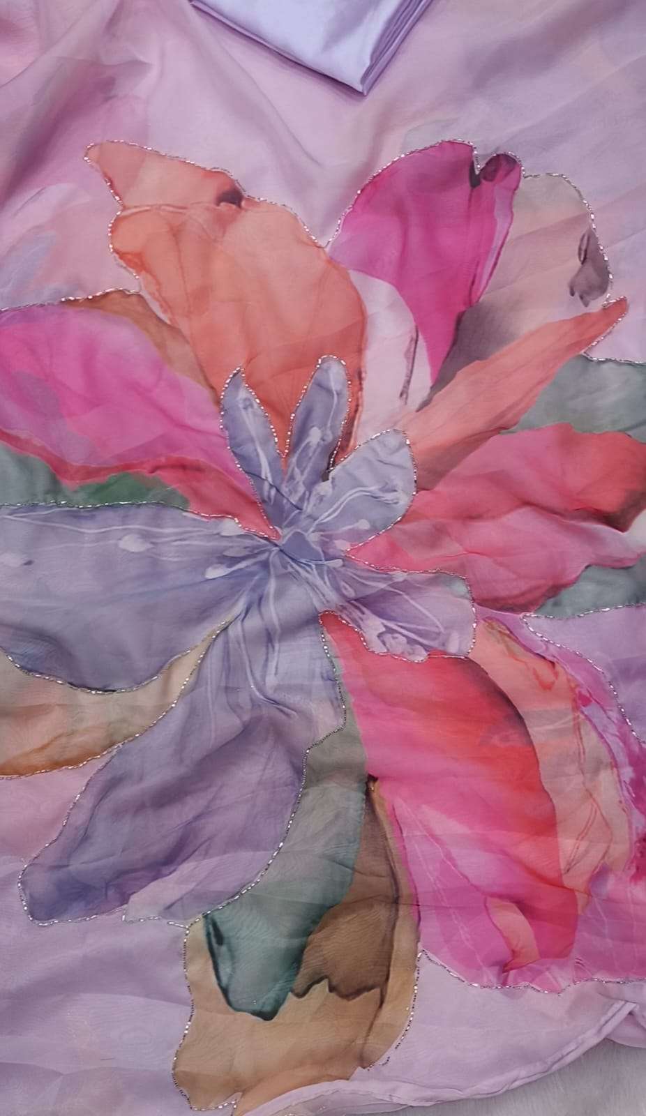 SOFT TEBBY SILK FLORAL PRINT KATDANA HANDWORK SAREE 6