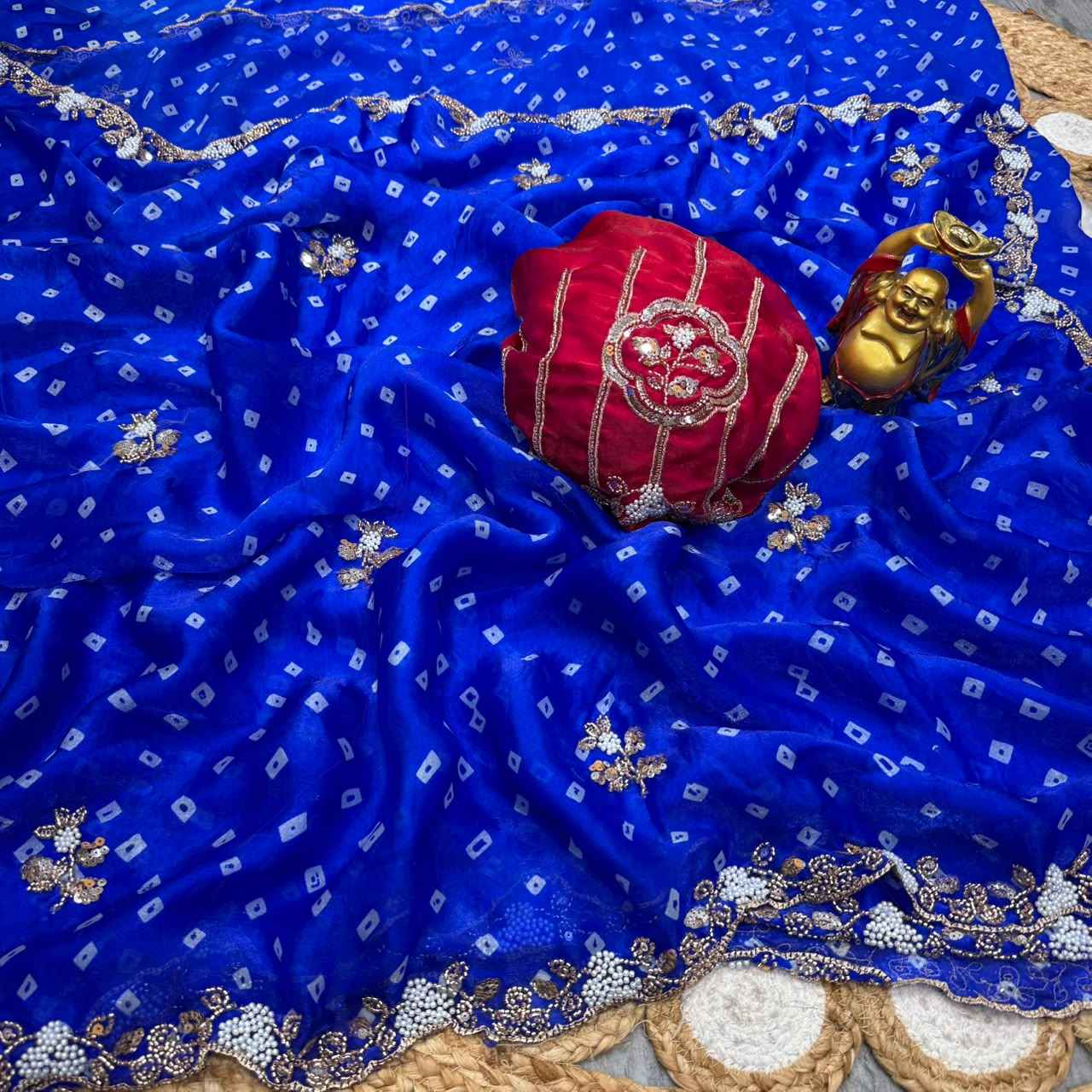 FENDY SATIN SEQUENCE & BEEDS WORK SAREE 