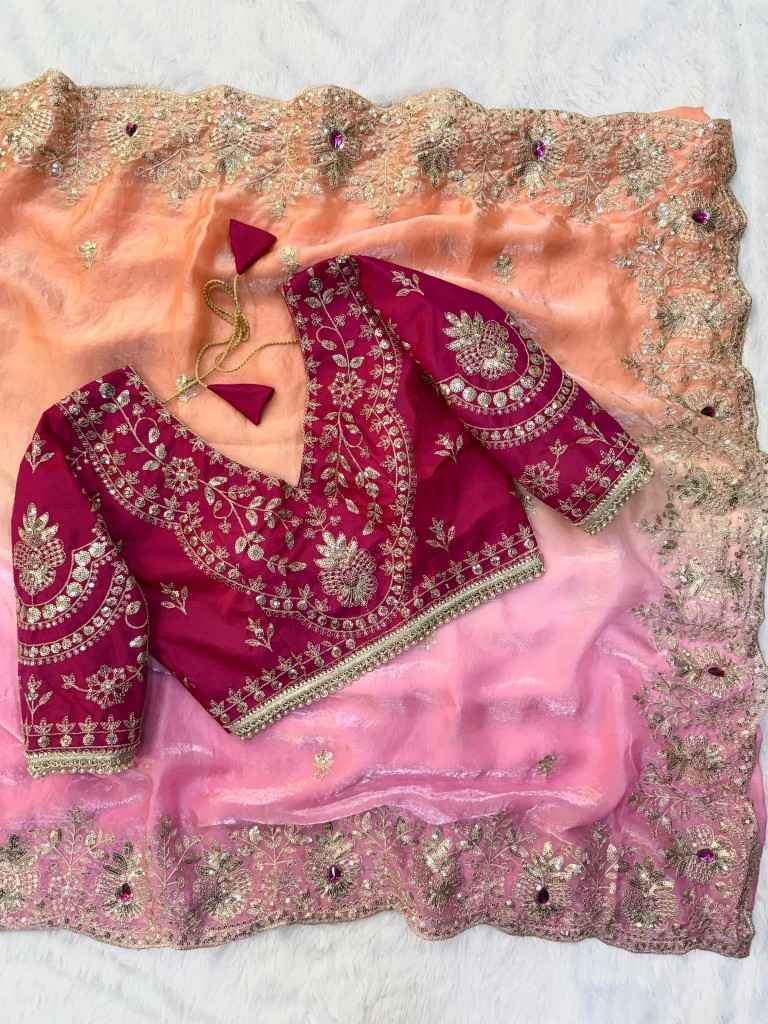 SOFT SPACE SILK SEQUINS & ZARI EMBROIDERY WORK SAREE 2