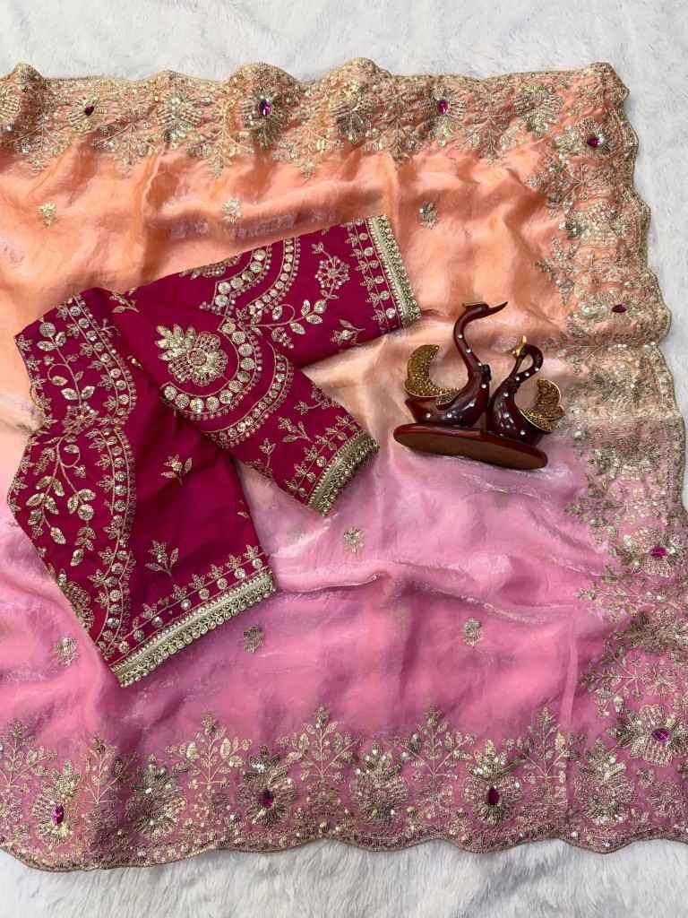 SOFT SPACE SILK SEQUINS & ZARI EMBROIDERY WORK SAREE 2