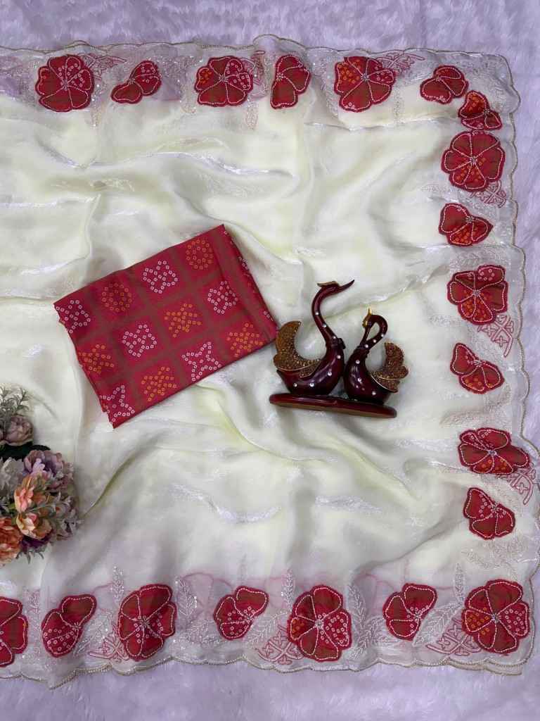 SPACE SILK APLIC WORK WITH SEQUINS EMBROIDERY WORK SAREE