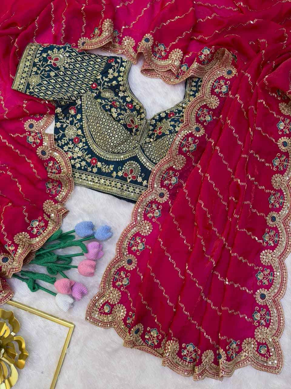 SOFT SPACE SILK SEQUINS & ZARI EMBROIDERY WORK SAREE 1