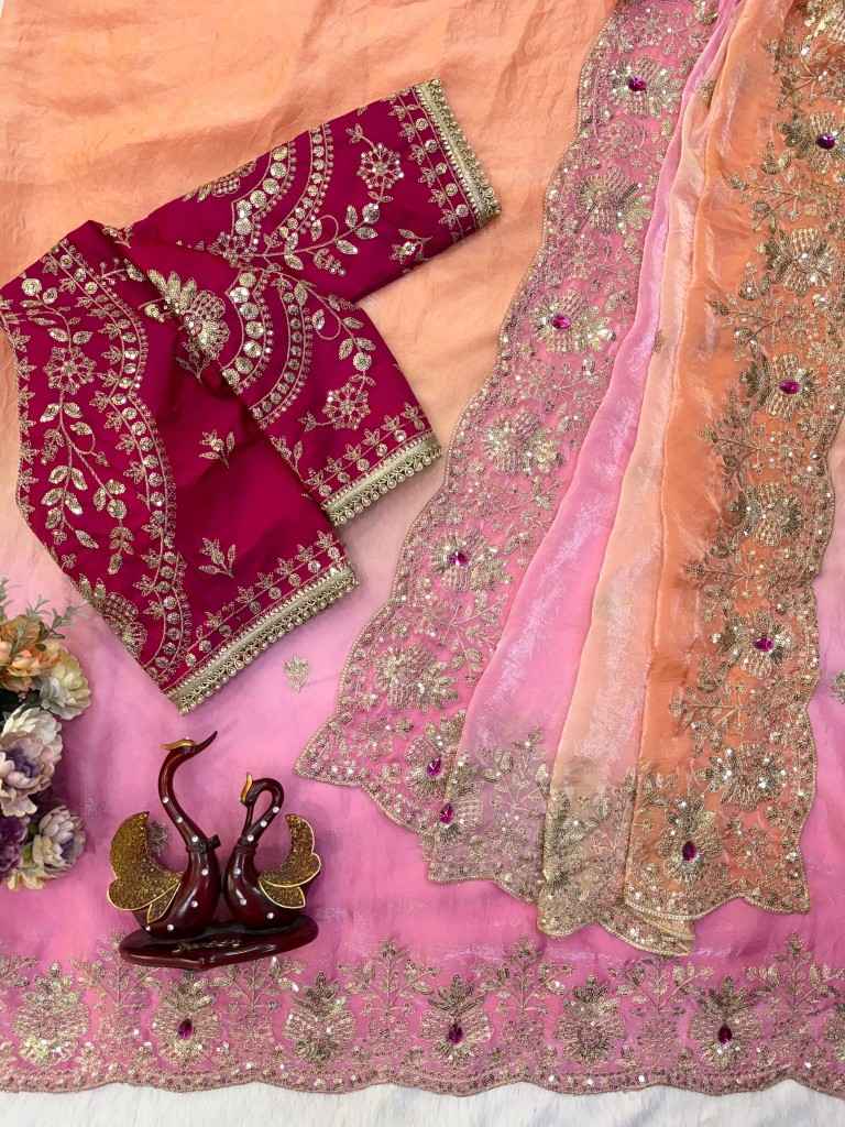 SOFT SPACE SILK SEQUINS & ZARI EMBROIDERY WORK SAREE 2