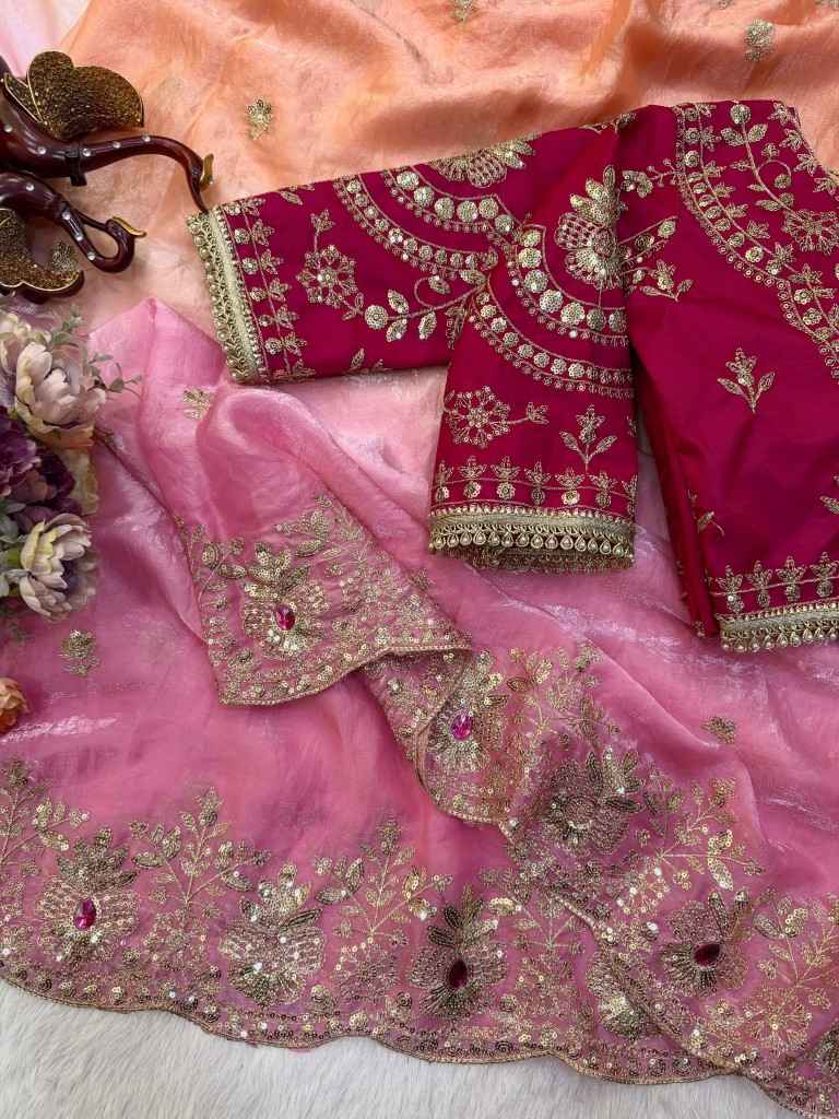 SOFT SPACE SILK SEQUINS & ZARI EMBROIDERY WORK SAREE 2