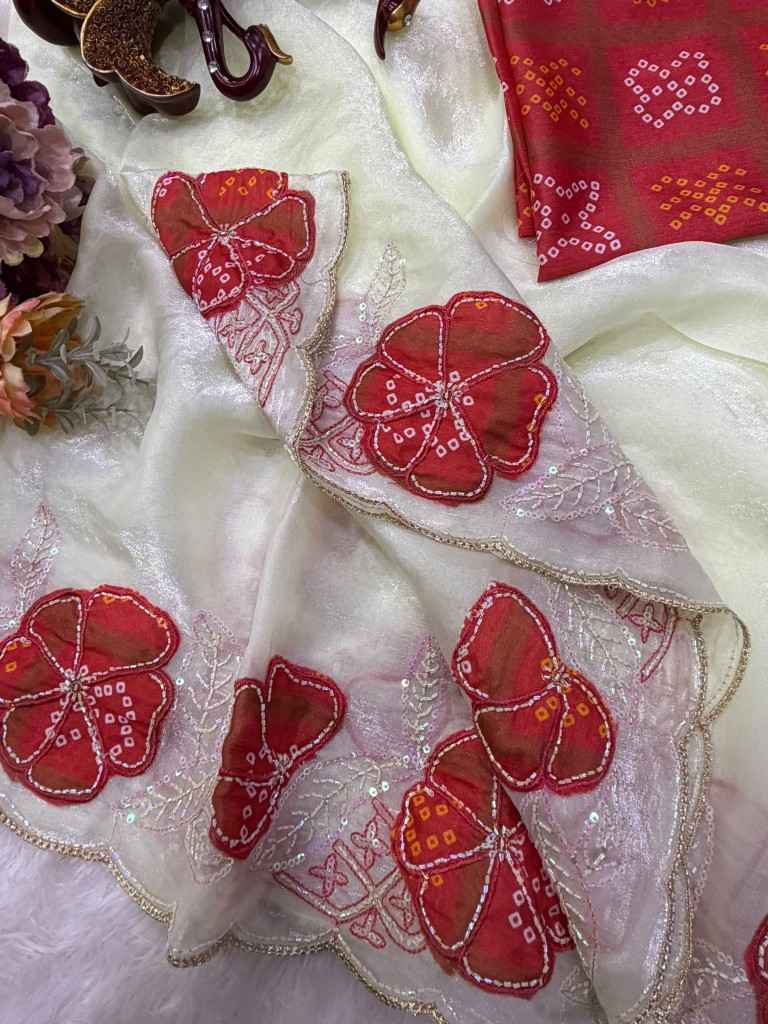 SPACE SILK APLIC WORK WITH SEQUINS EMBROIDERY WORK SAREE