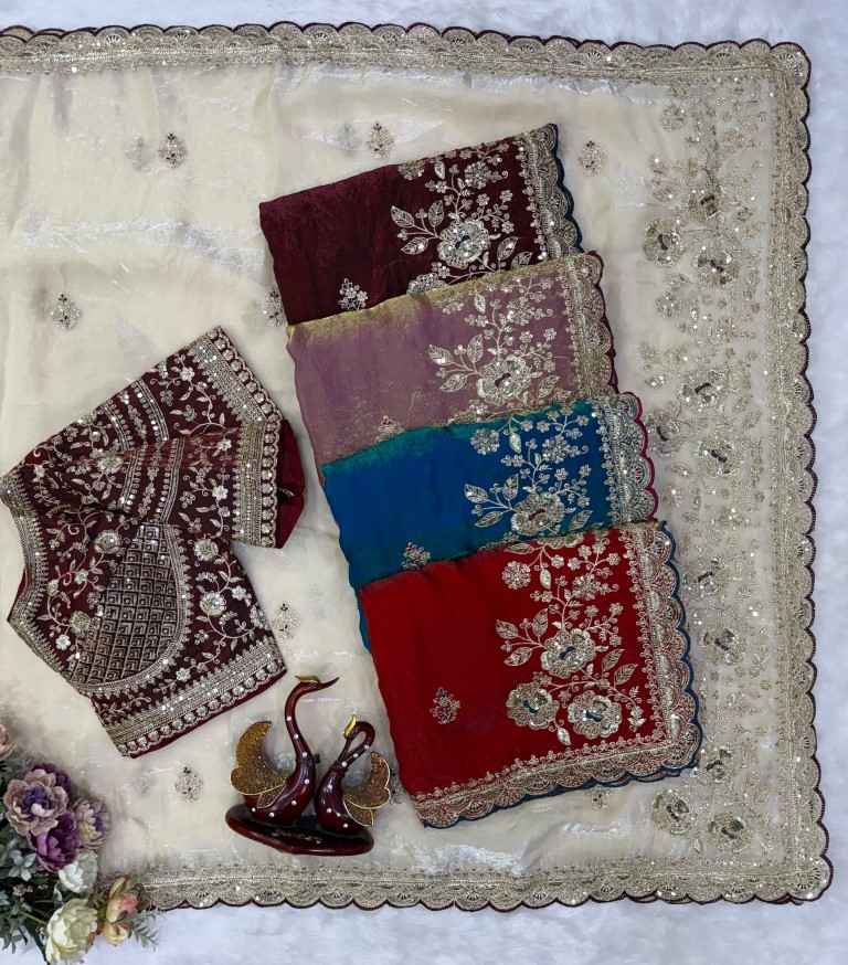 SOFT SPACE SILK SEQUINS & ZARI EMBROIDERY WORK SAREE